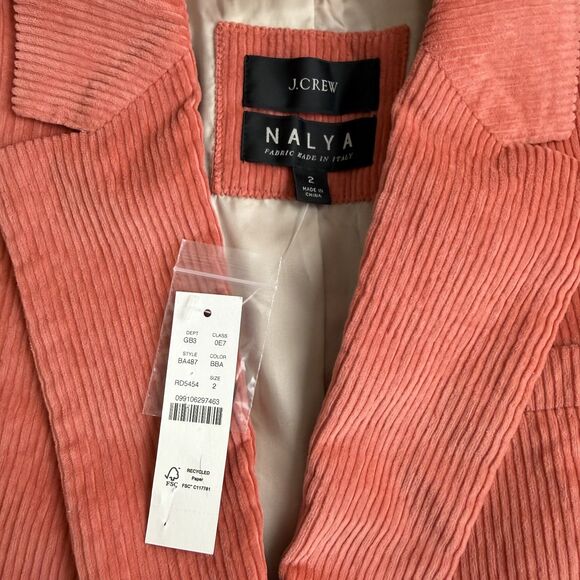 J.CREW Nalya Double Breasted Corduroy Blazer 2 Coral Orange Relaxed NWT B39 - Picture 3 of 5
